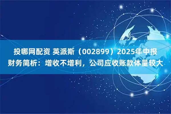 投哪网配资 英派斯（002899）2025年中报财务简析：增收不增利，公司应收账款体量较大