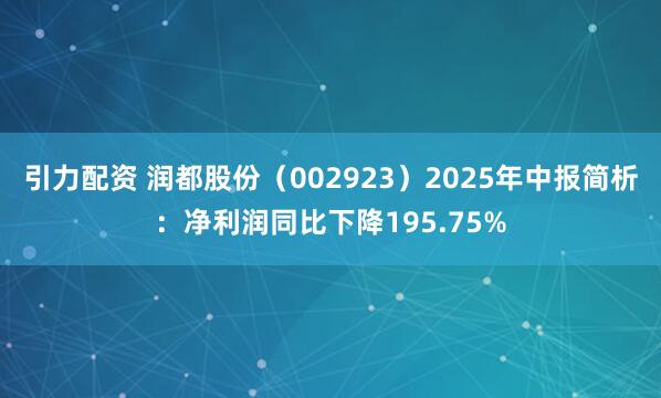 引力配资 润都股份（002923）2025年中报简析：净利润同比下降195.75%