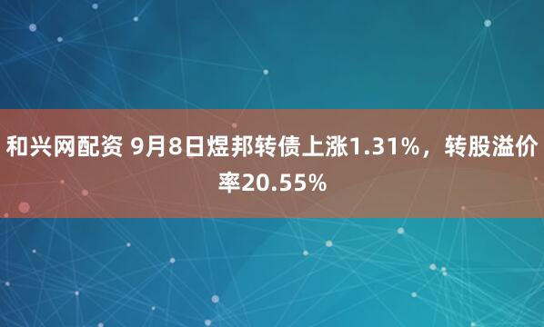 和兴网配资 9月8日煜邦转债上涨1.31%,转股溢价率20.55%